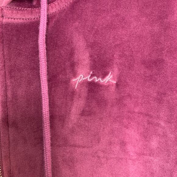 Victoria's Secret Pink women's purple logo velour zip up hooded sweatshirt XXL - Picture 8 of 11